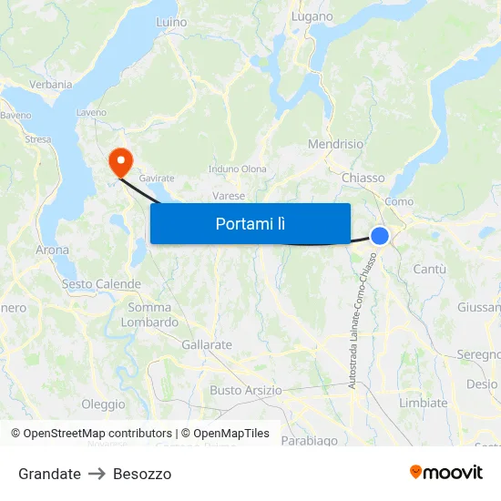 Grandate to Besozzo map