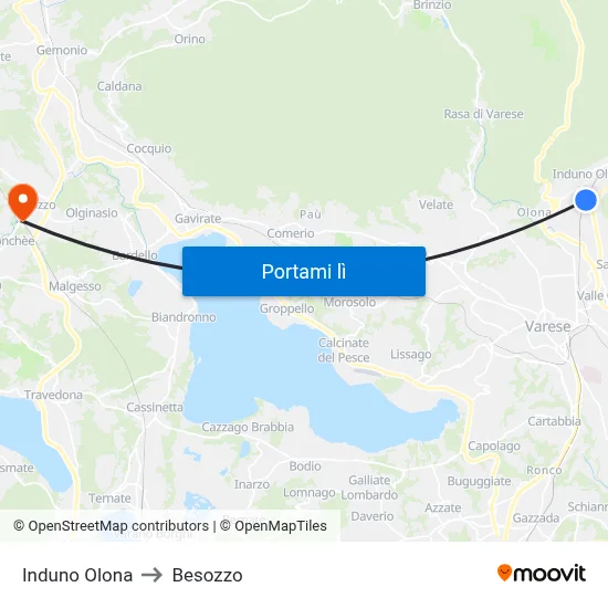 Induno Olona to Besozzo map