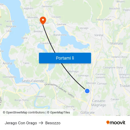 Jerago Con Orago to Besozzo map