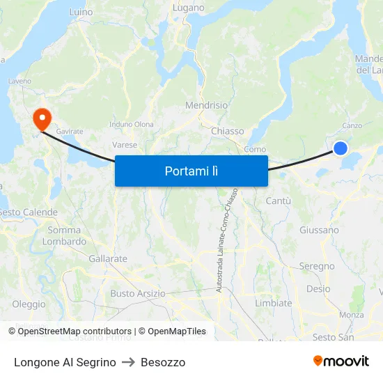 Longone Al Segrino to Besozzo map