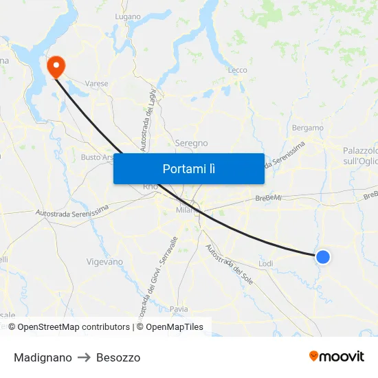 Madignano to Besozzo map