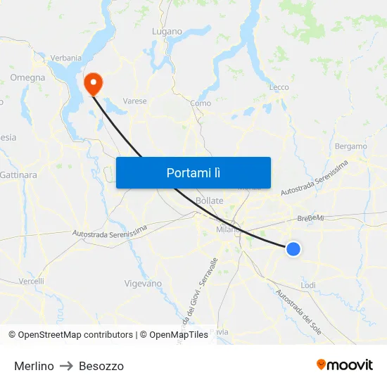 Merlino to Besozzo map