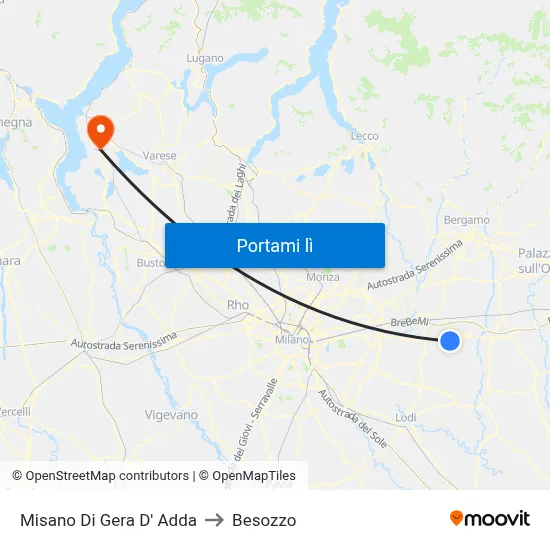 Misano Di Gera D' Adda to Besozzo map