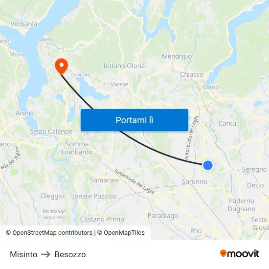 Misinto to Besozzo map