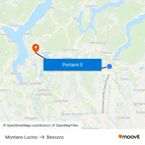 Montano Lucino to Besozzo map
