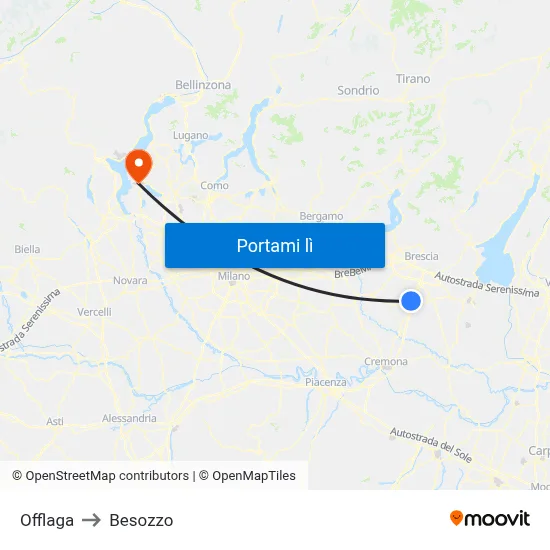 Offlaga to Besozzo map