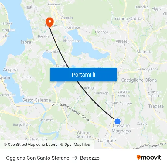 Oggiona Con Santo Stefano to Besozzo map