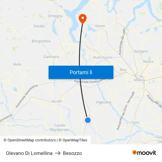Olevano Di Lomellina to Besozzo map