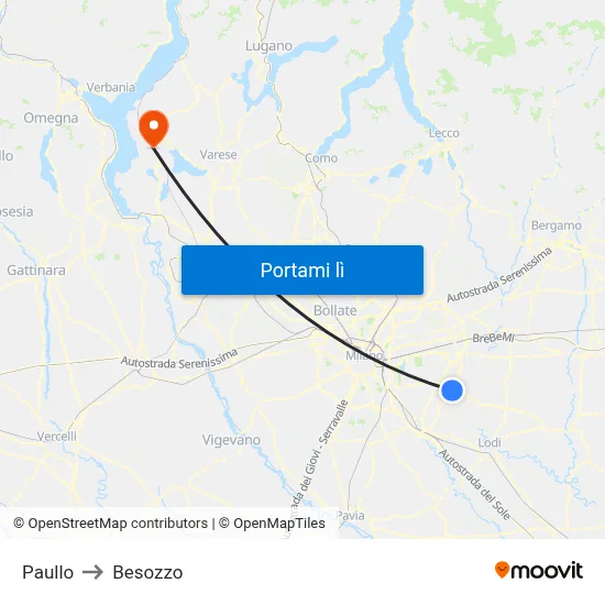 Paullo to Besozzo map