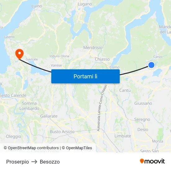 Proserpio to Besozzo map