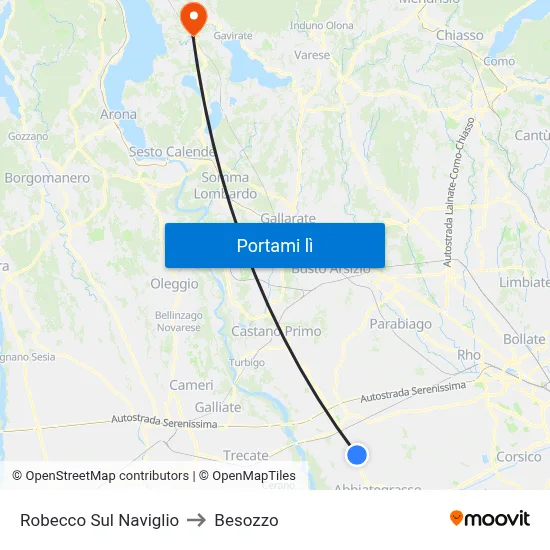 Robecco Sul Naviglio to Besozzo map