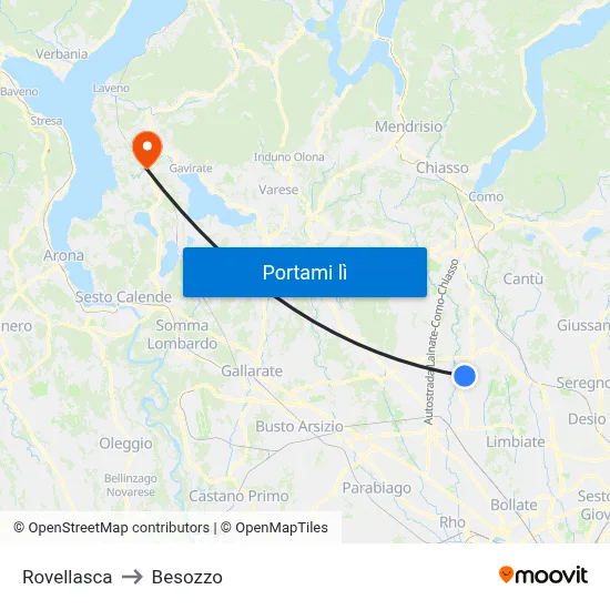 Rovellasca to Besozzo map