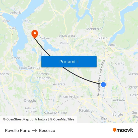Rovello Porro to Besozzo map