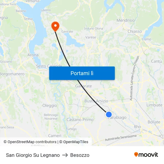 San Giorgio Su Legnano to Besozzo map