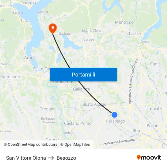 San Vittore Olona to Besozzo map