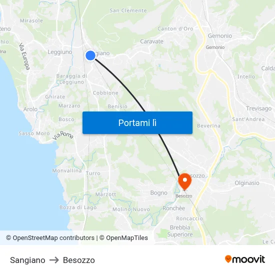 Sangiano to Besozzo map