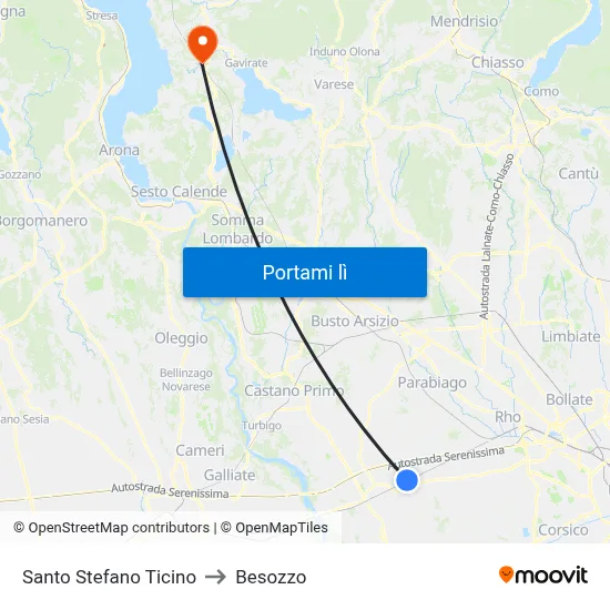 Santo Stefano Ticino to Besozzo map