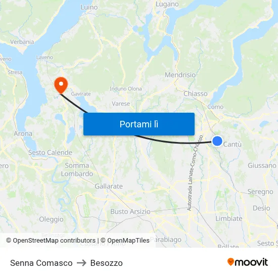 Senna Comasco to Besozzo map