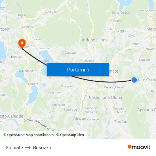 Solbiate to Besozzo map