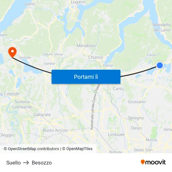 Suello to Besozzo map