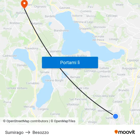 Sumirago to Besozzo map