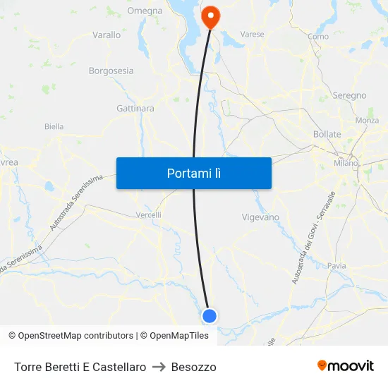 Torre Beretti E Castellaro to Besozzo map