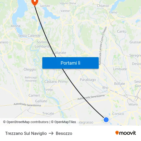 Trezzano Sul Naviglio to Besozzo map