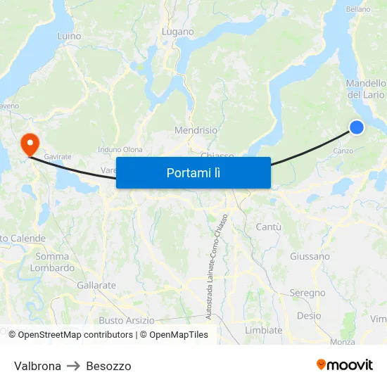 Valbrona to Besozzo map