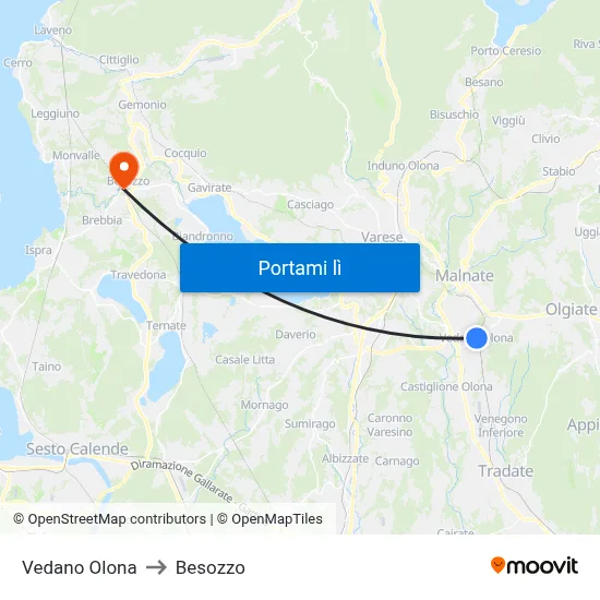 Vedano Olona to Besozzo map