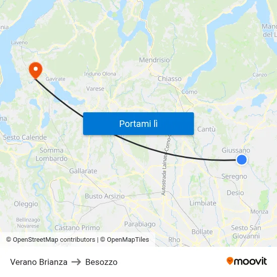 Verano Brianza to Besozzo map