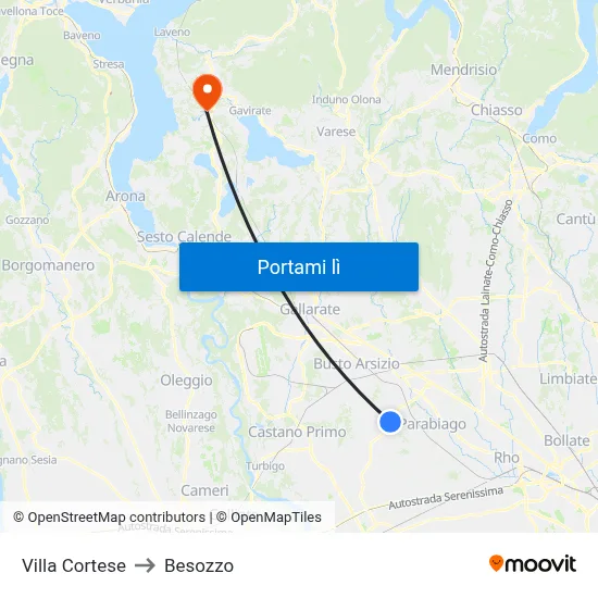 Villa Cortese to Besozzo map