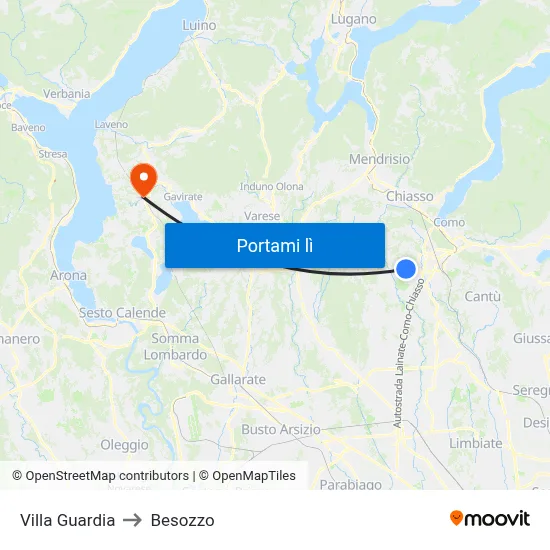 Villa Guardia to Besozzo map