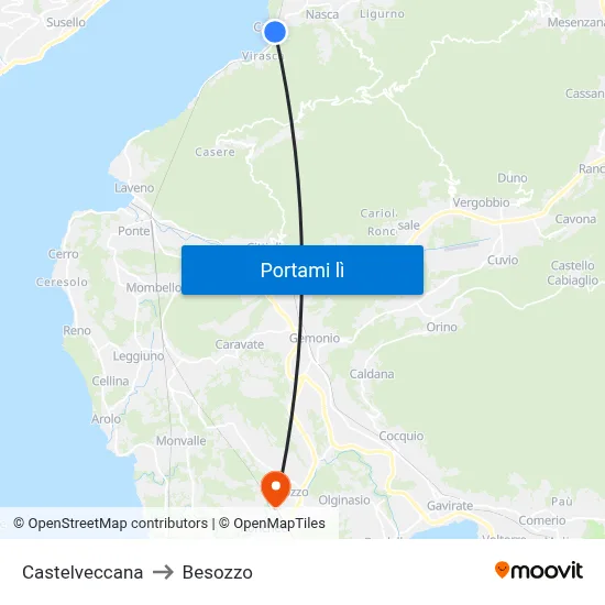Castelveccana to Besozzo map