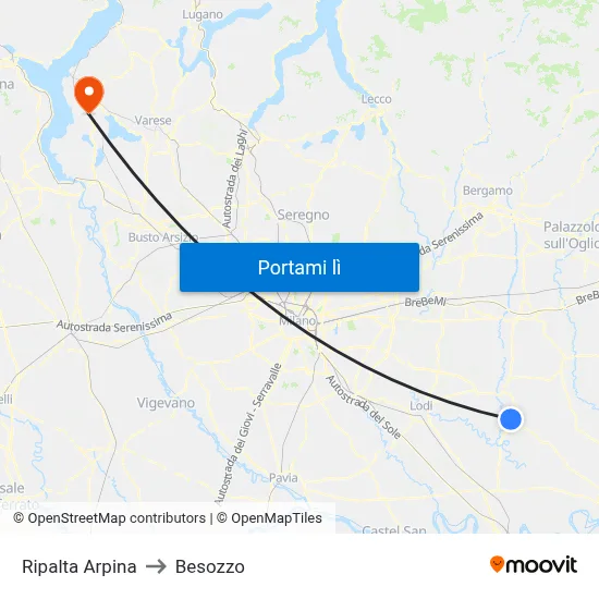 Ripalta Arpina to Besozzo map