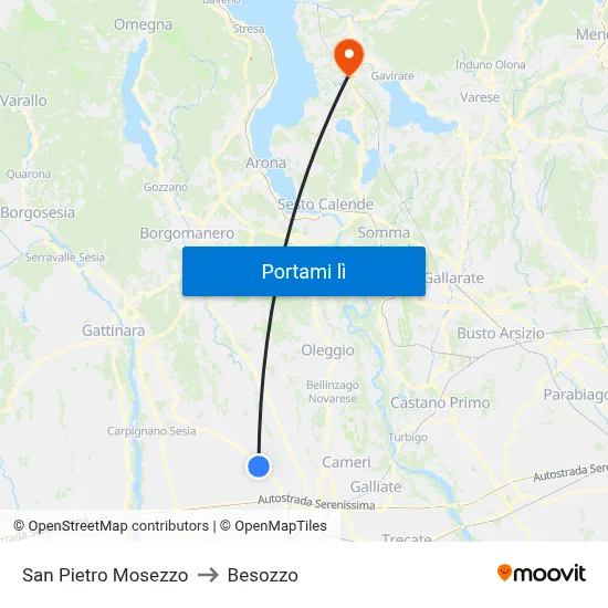 San Pietro Mosezzo to Besozzo map