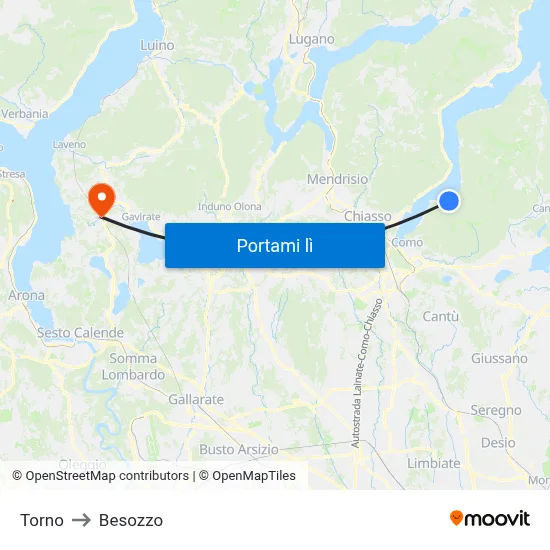 Torno to Besozzo map