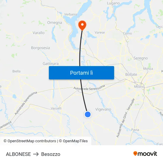 ALBONESE to Besozzo map