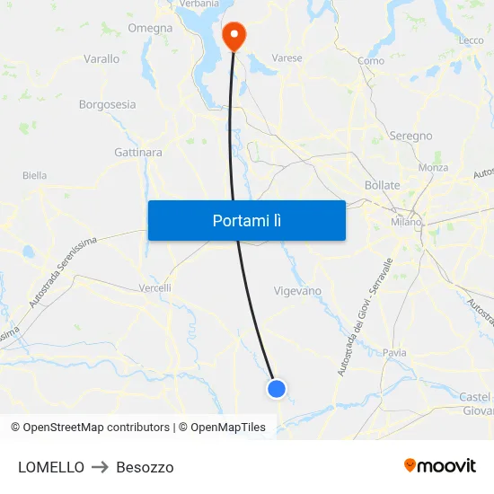 LOMELLO to Besozzo map