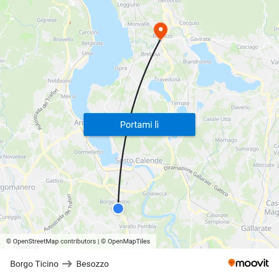Borgo Ticino to Besozzo map