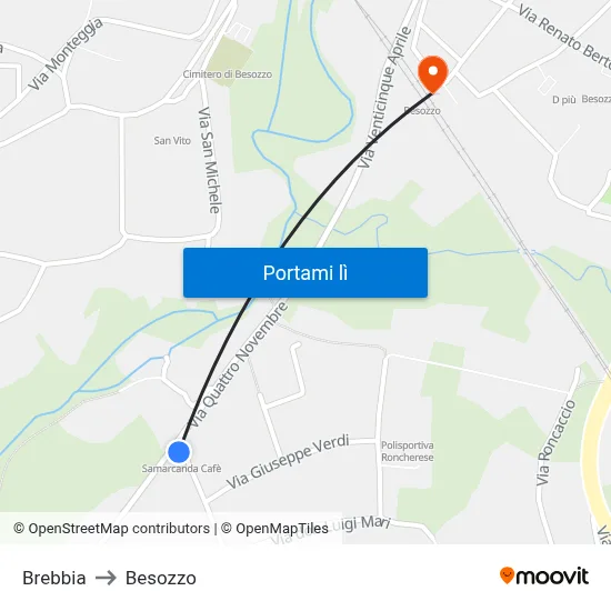 Brebbia to Besozzo map