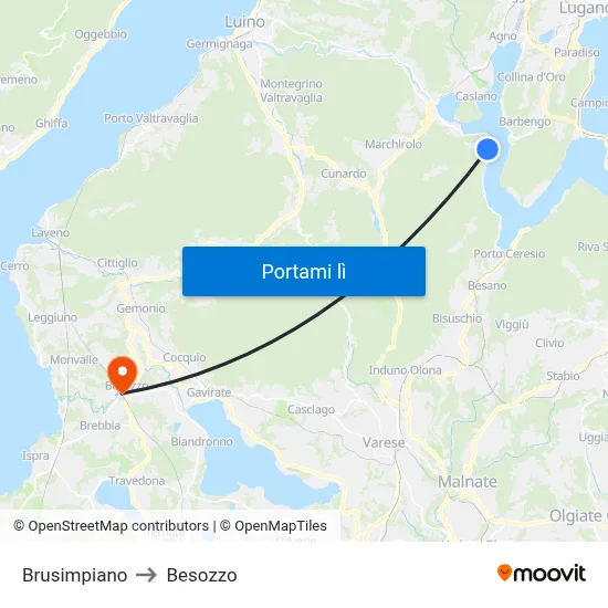 Brusimpiano to Besozzo map