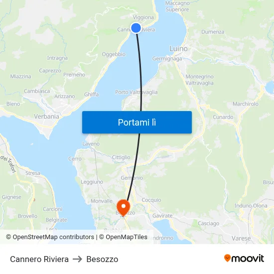 Cannero Riviera to Besozzo map
