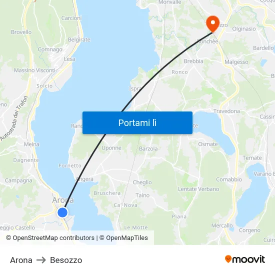 Arona to Besozzo map