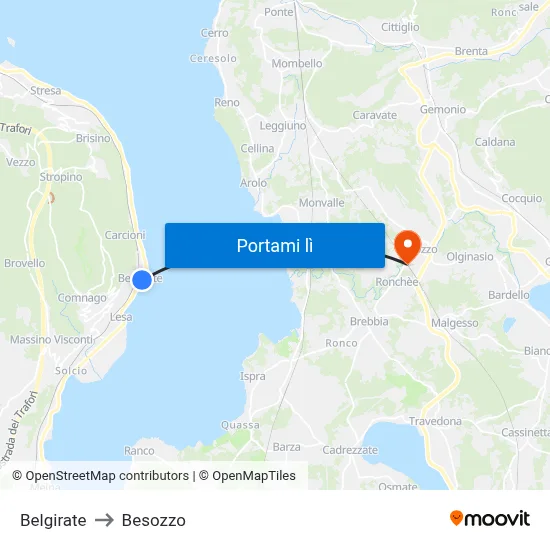 Belgirate to Besozzo map