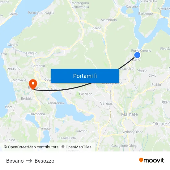 Besano to Besozzo map