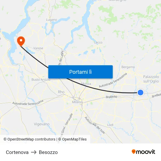Cortenova to Besozzo map