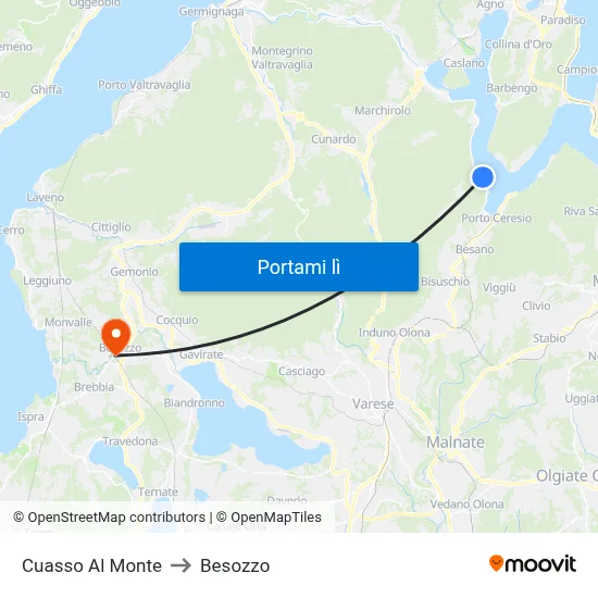 Cuasso Al Monte to Besozzo map