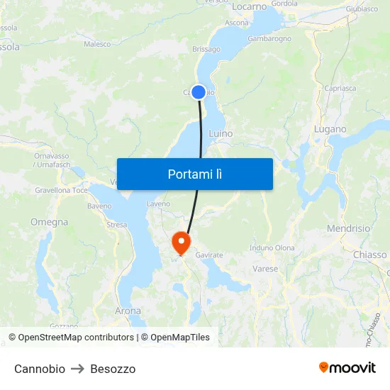 Cannobio to Besozzo map