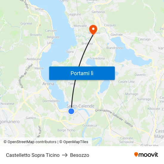 Castelletto Sopra Ticino to Besozzo map