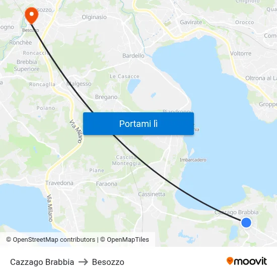Cazzago Brabbia to Besozzo map